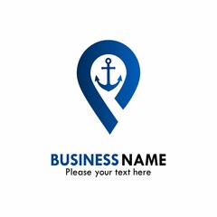 Pin with anchor logo template illustration