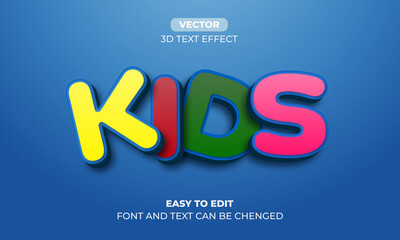 Kids Editable cartoon style 3d text effect template