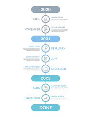 Vertical timeline infographics with place for years and months