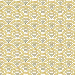 Japanese wave seamless pattern Gold texture