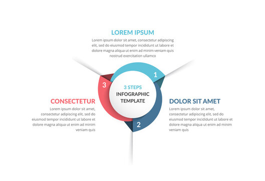 Circle Infographic Template With Three Steps Or Options, Process Chart