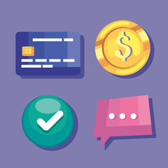 icons with mobile payment symbols