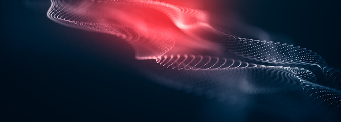 Abstract particular digital background hi-tech and scientific technology data line connect. particular wave dynamic mesh big data technology illustration background. 3d render particular line bg.	