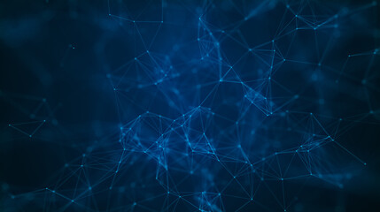 Digital plexus of lines and dots background. Connected polygons plexus abstract background. 3d illustration