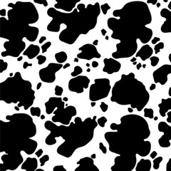 Vector black cow print pattern animal Seamless. Cow skin abstract for printing, cutting, and crafts Ideal for mugs, stickers, stencils, web, cover. wall stickers, home decorate and more.