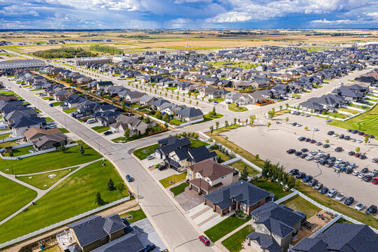 Aerial view of Warman, Saskatchewan on the Canadian Prairies