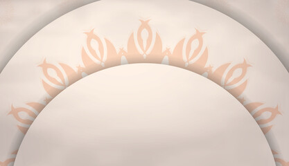 Luxurious beige banner with a place for your text and ornamental monograms. Print-ready template. Vector illustration.