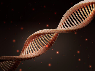 Realistic abstract DNA structure concept,molecule helix spiral,science,medical,genetic biology,analysis chromosome,DNA chromosome genetic human,gene cell dark background,3d render,illustration