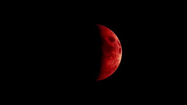 The process of blood moon from crescent to full moon