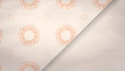 Beige banner with space for your text and patterns. Print-ready template. Vector illustration.