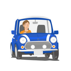 クラシックカーでドライブを楽しむ女性