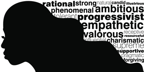 An abstract vector illustration of a woman for Break the Bias theme for International Women’s Day on eighth of March 2022