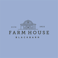 farm house minimalist line art logo vector symbol illustration design