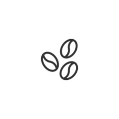 three coffee beans icon. caffeine symbol. Flat vector