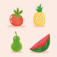 icons with fruits and vegetables