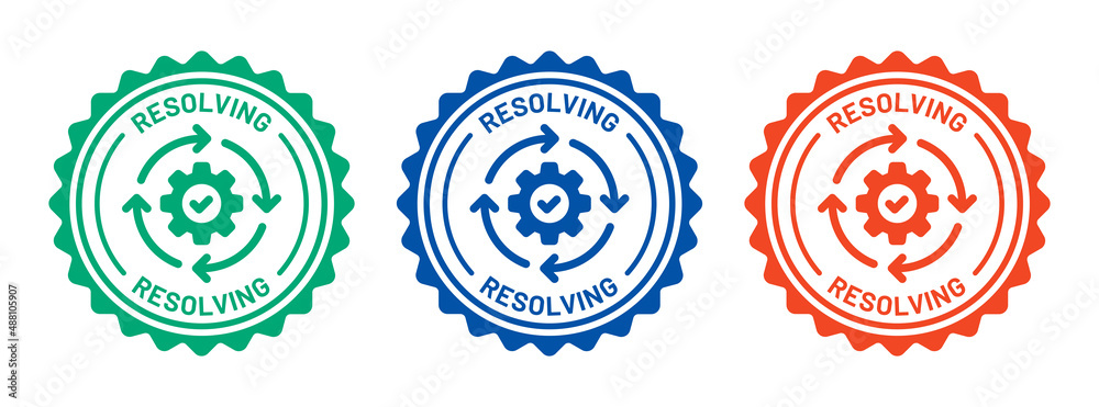 Poster Resolving icon set. Cogwheel with check mark icon symbol of resolve icon.