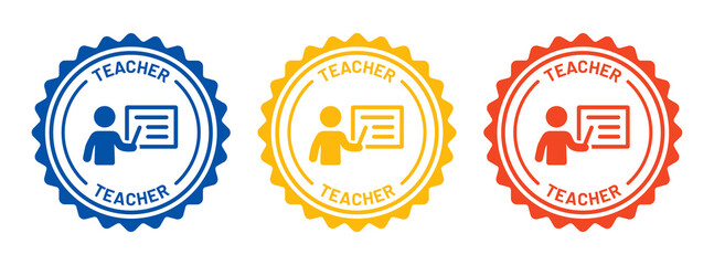 Teacher icon set. Teacher seal badge icon in graphic design.
