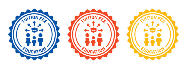 Tuition fee seal icon set vector. Education concept - obrazy, fototapety, plakaty