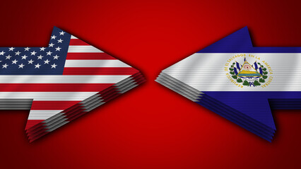 El Salvador vs United States of America Arrow Flags – 3D Illustration