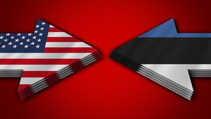 Estonia vs United States of America Arrow Flags – 3D Illustration