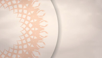Luxurious beige banner with space for your text and patterns. New Year theme. Vector illustration.