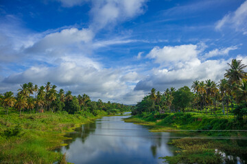 river and clouds