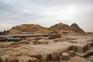 Ruins of the small pyramid of Queen Henutsen near Cheops Pyramid  Giza Plateau, Egypt. UNESCO World...