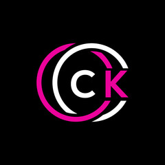 CK logo monogram isolated on circle element design template, CK letter logo design on black background. CK creative initials letter logo concept. CK letter  design.