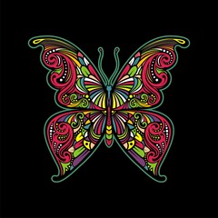 Butterfly art design with colorful premium vector