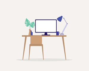 Home Office Desk With Computer.