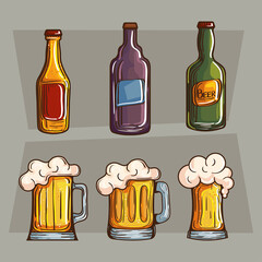 icons with six drinks