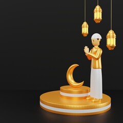 3d cartoon illustration ramadan kareem celebrate