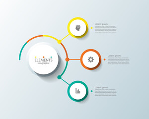 Element infographic business abstract background template circle colorful with 3 step
