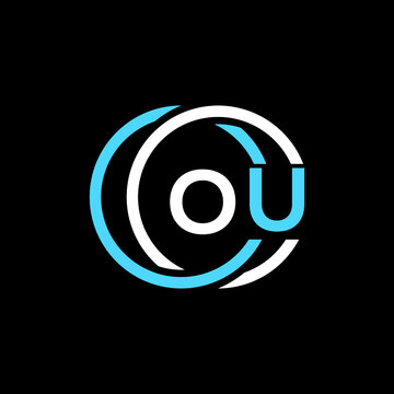 OU logo monogram isolated on circle element design template, OU letter logo design on black background. OU creative initials letter logo concept. OU letter  design.