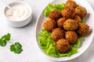 Vegetarian food - falafel balls from spiced chickpeas