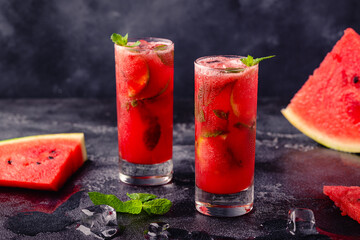 Watermelon alcoholic or non-alcoholic cocktail.