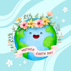 Obraz premium Watercolor Happy Mother Earth day 