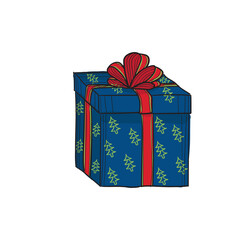 Hand-drawn coloured vector illustration of gift.
