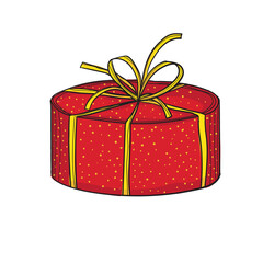 Hand-drawn coloured vector illustration of gift.