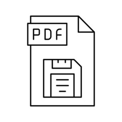 save pdf file line icon vector illustration