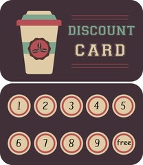 Vintage coffee discount card for cafe and restaurant.