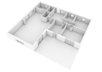 3d architecture white house plan