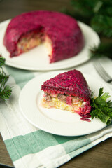 beetroot salad with herring