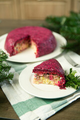 beetroot salad with herring