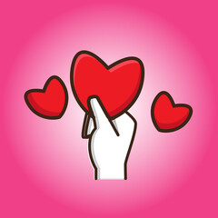 vector illustration of a symbol of giving love, giving a sign of love, expressing love,