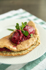 omelet with berry sorbet