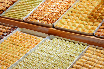 Wide range of baklava at the Grand Bazaar, Istanbul