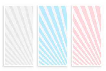 pastel colors rays lines banner set of three