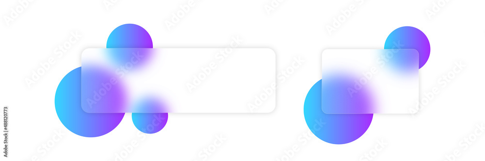 Aufkleber Abstract geometric shapes square frosted glass texture overlay on colorful blue gradient isolated on white in modern style for background, banner, name card, credit card.