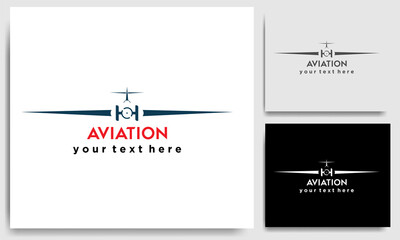 aviation school academy flight logo template design vector